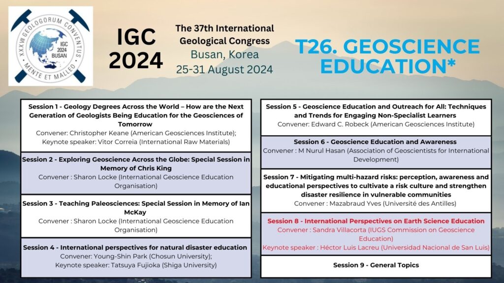 IUGS Korea 2024 Geoscience Education Session List IUGS